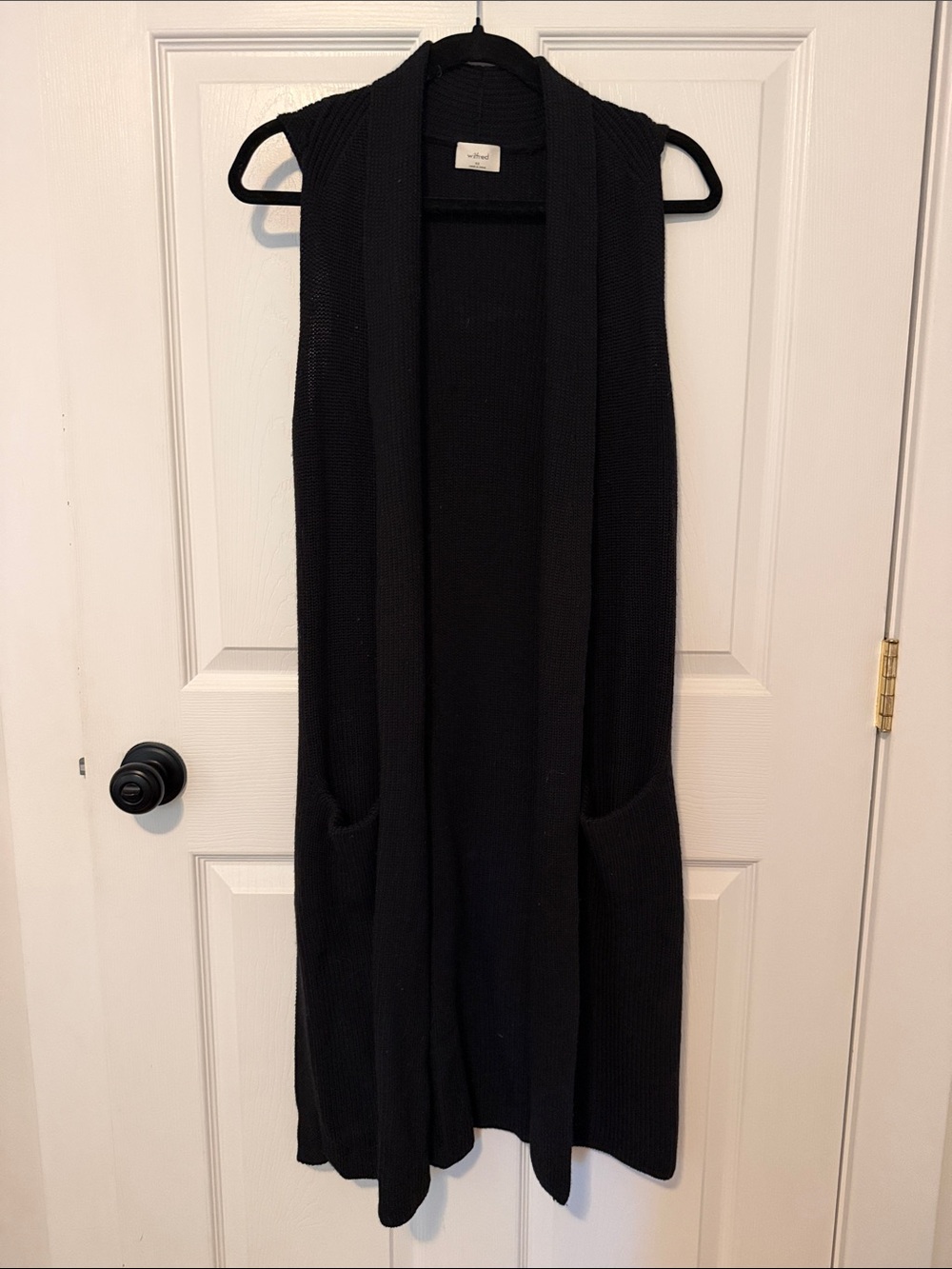Wilfred Black Long Sleeveless Open Cardigan Vest